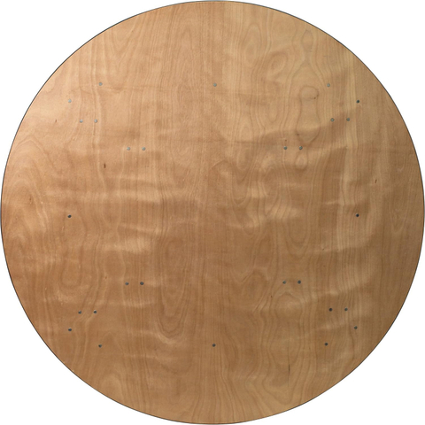 72'' Round Wood Folding Banquet Table, Natural Color Plywood Top, Metal Frame