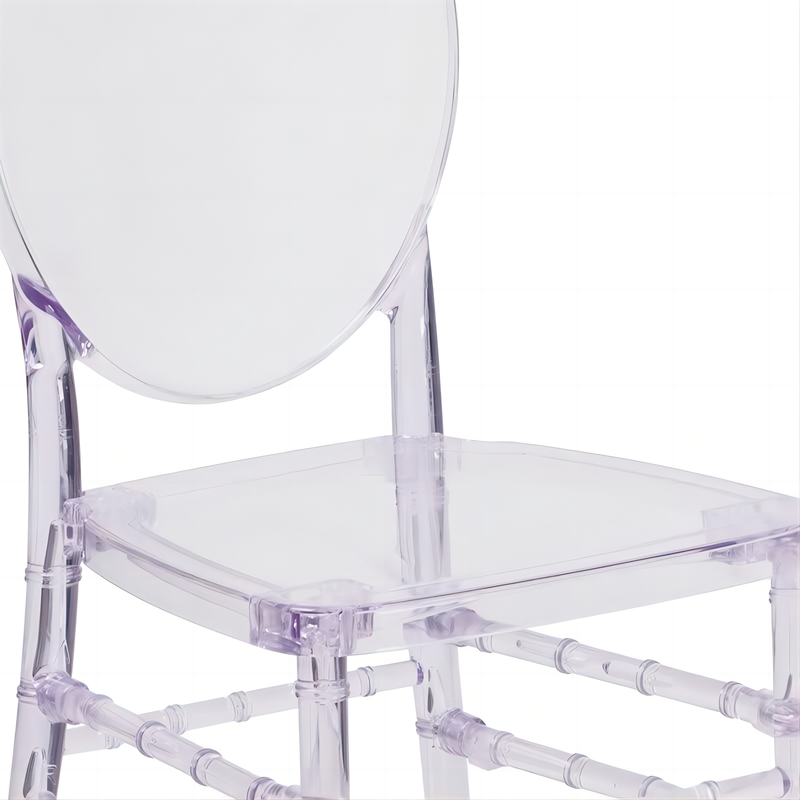 Transparent Crystal Round Back Banquet Dining Chair Clear Plastic Stacking Chairs