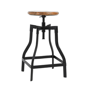 Industrial Style Counter Stools Adjustable Backless Chair with Wood Seat and Metal Base ZG18-038