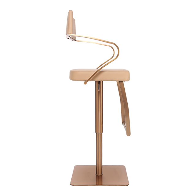 Top Quality Faux Leather Padded Barstool Rose Gold Chrome Base/Footrest Counter Height Chair ZG18-055