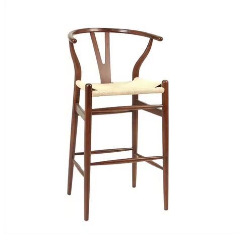 Hot Selling High Quality Modern Cafe Banquet Dining Chair Solid Wooden Stool Classic Cow Horn Bar Rattan Chair (ZG25-007)