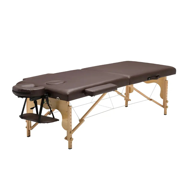 Brown PU Upholstered Portable Folding Massage Table Beauty Salon Bed (ZG28-001S)