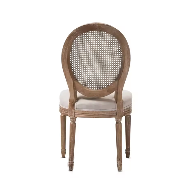 Natural Color Louis Wood Chairs Armless Oval Rattan Back Chair with Upholstered Seat ZG16-023