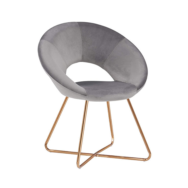 Luxury Velvet Upholstered Moon Arm Restaurant Cafe Bar Backrest Metal Leisure Chair(ZG23-036)
