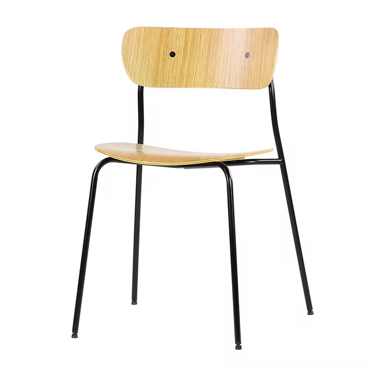 Nordic Dining Chair Home FuHigh Quality Indoor Use Metal Frame with Plywood Seat and Back Dining Chair (ZG23-107)