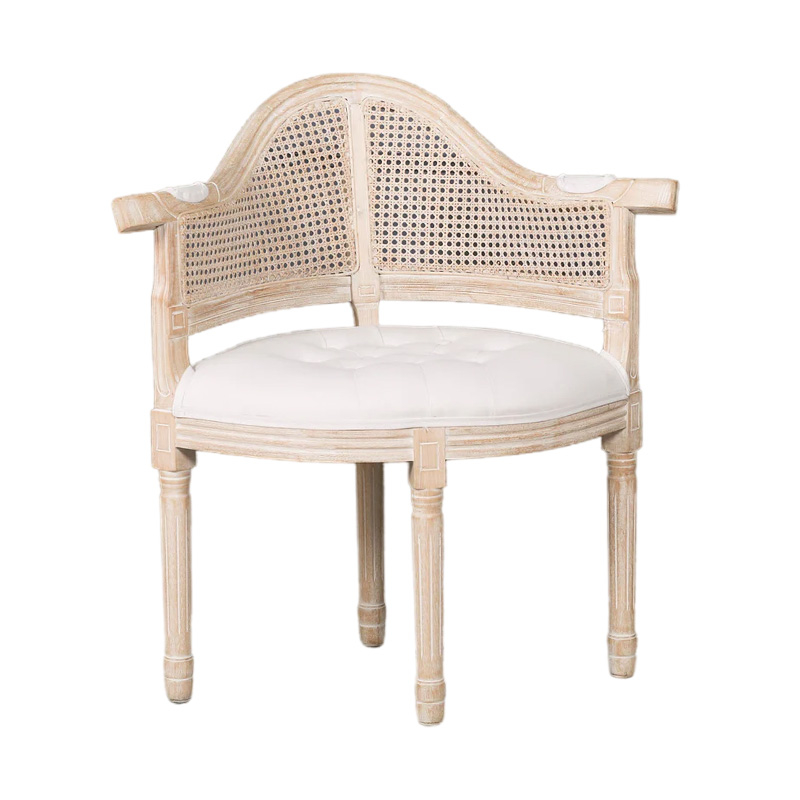 ZG Rubber Wood Rattan Spoon Back Dining Louis Chair Triangle Mesh Leisure Chair Living Room Chair for Hotels Wedding Dining Event (ZG16-095)