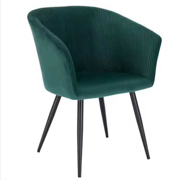 Nordic Style Modern Comfortable Seat Green Velvet Upholstered Dining Chairs With Black Legs ZG20-059