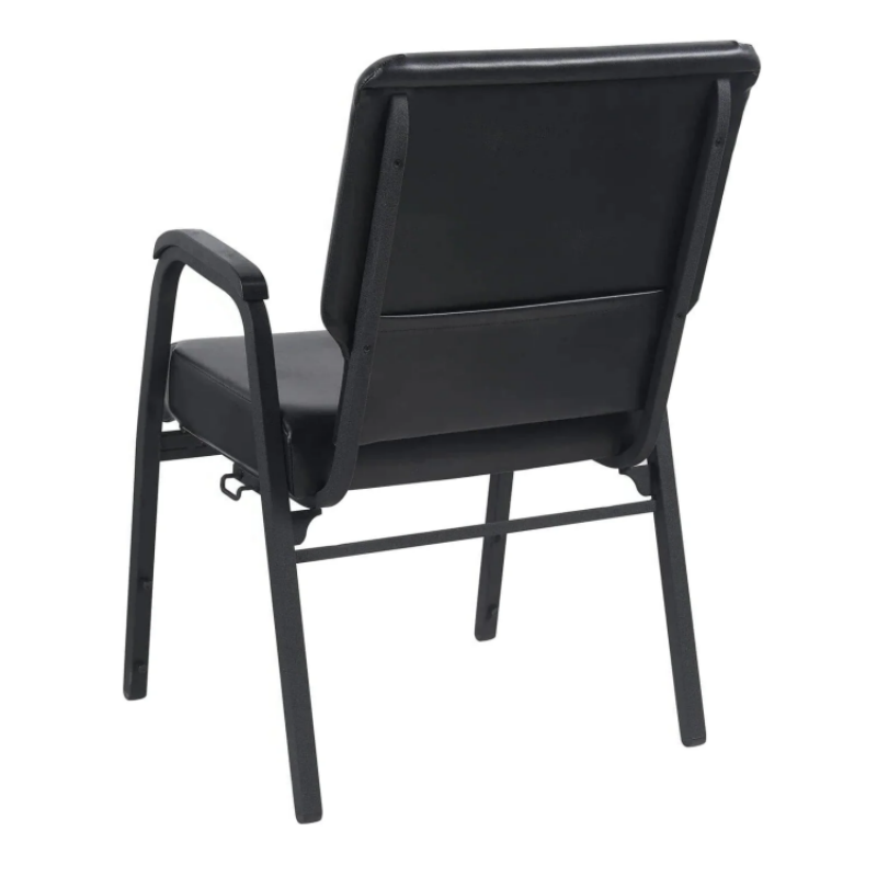 Stackable 20.5'' Wide Black Vinyl Church Chair with Armrest for Auditorium Worship(ZG13-009)