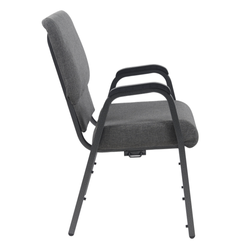 Stackable 20.5'' Wide Black Vinyl Church Chair with Armrest for Auditorium Worship(ZG13-009)