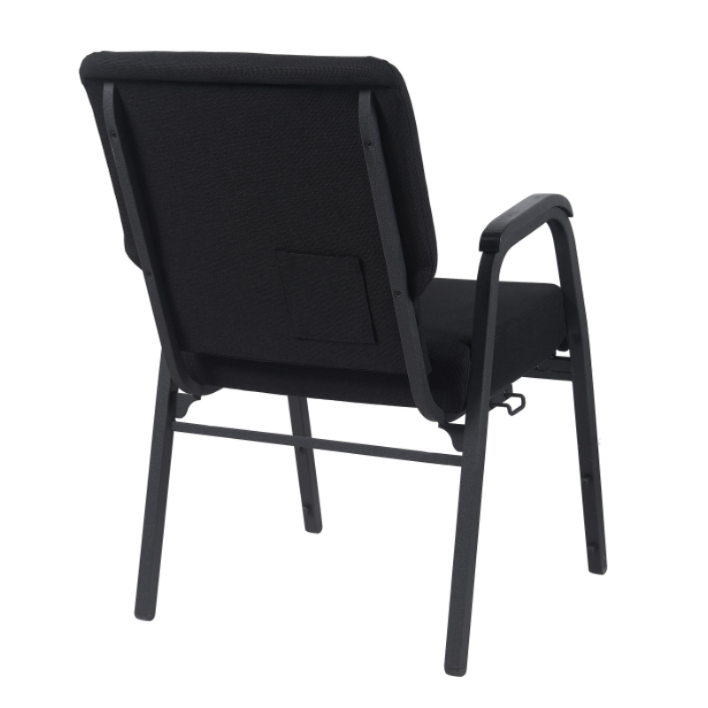 Wholesale Cheap Stackable 20.5'' Wide Metal Black Church Chair with Armrest for Auditorium Worship(ZG13-009)