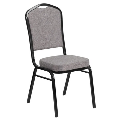 Anji Zhenguan Stackable Gray Fabric Black Frame Premium Crown Back Metal Banquet Chair(ZG10-008)