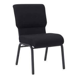 21′′ Wide Church Chair Comfy Stackable Chair in Gray Fabric and Black Frame (ZG13-005)