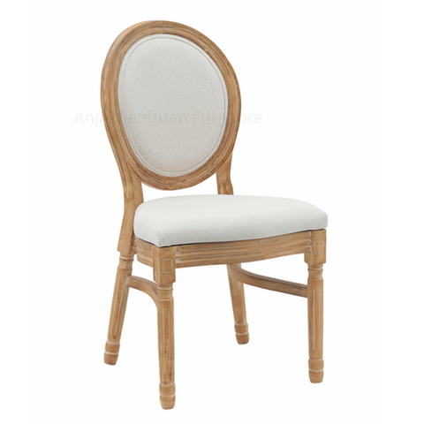 Anji ZG Manufacturer Rental Business Hotel Dining Stacking Rubber Wood Round Padded Back Cane Back Louis Chair (ZG16-026)