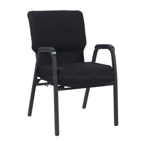 Wholesale Cheap Stackable 20.5'' Wide Metal Black Church Chair with Armrest for Auditorium Worship(ZG13-009)