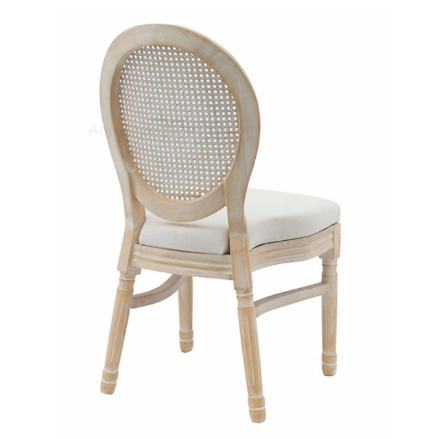 ZG Manufacturer Rubber Solid Wood Stackable Rattan Back Dining Louis Chair for Wedding Dining Event (ZG16-023)