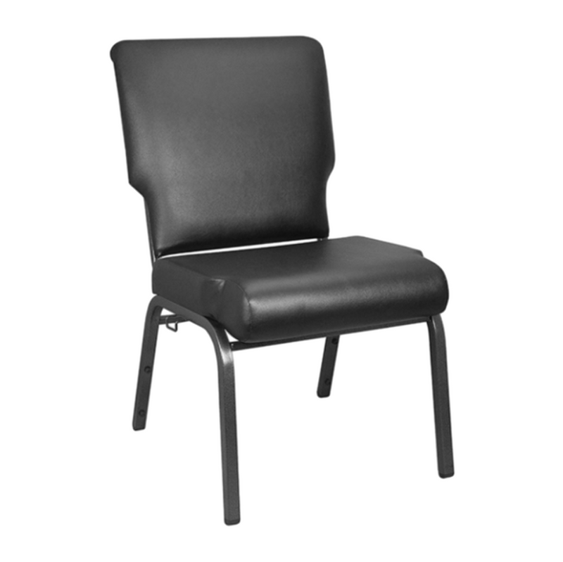 20.5 Inch Wide Black Fabric Color Silver Vein Steel Frame Stackable Church Worship Auditorium Chair (ZG13-010)