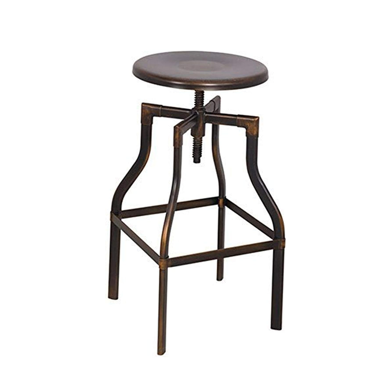 Industrial Style Counter Stools Adjustable Backless Chair with Wood Seat and Metal Base ZG18-038
