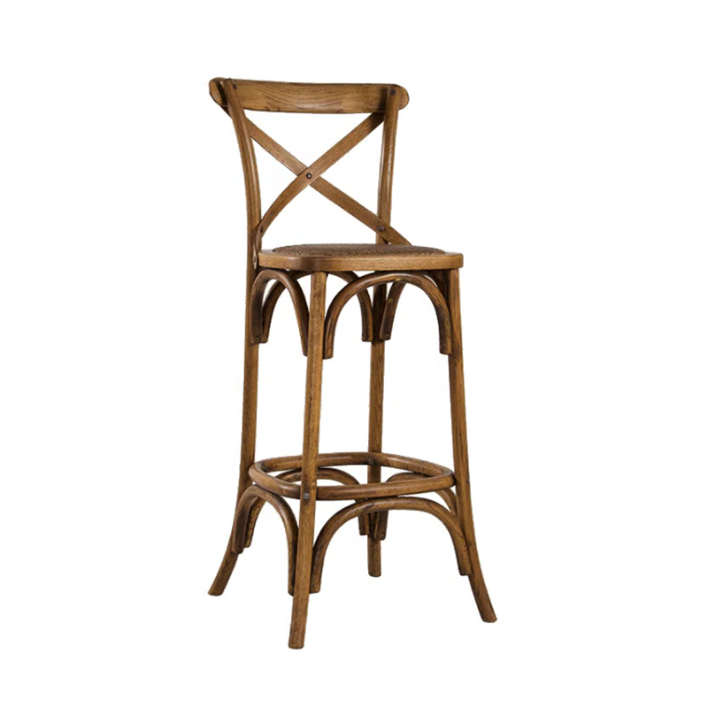 High Quality Wedding Chair Cross Back Bar Stool Vintage Bar Chair Solid Wood Dinning Chair (ZG25-002)