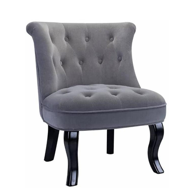 Antique Styled Tufted Single Seater Fabric Sofa Wood Legs Comfortable Leisure Chair(ZG19-031)