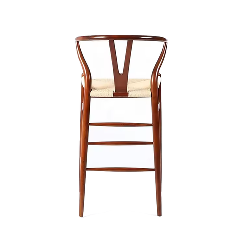 Hot Selling High Quality Modern Cafe Banquet Dining Chair Solid Wooden Stool Classic Cow Horn Bar Rattan Chair (ZG25-007)
