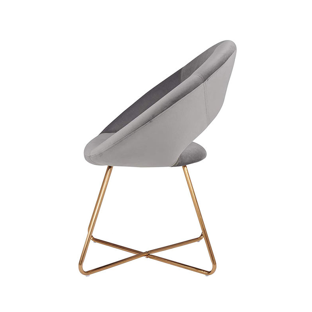 Luxury Velvet Upholstered Moon Arm Restaurant Cafe Bar Backrest Metal Leisure Chair(ZG23-036)