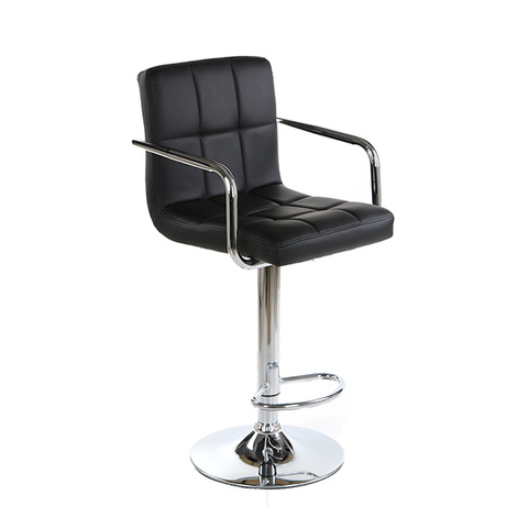 Gray PU Counter Chair 360 Swivel Gas Spring Bar Stools with Arms