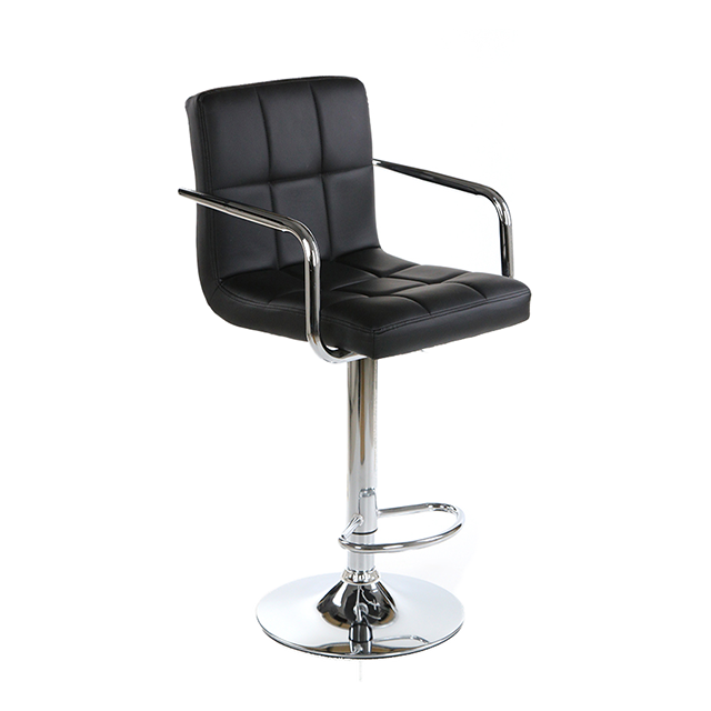 Gray PU Counter Chair 360 Swivel Gas Spring Bar Stools with Arms