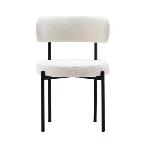 Lamb Wool Vanity Room Chair Modern Upholstered Accent Chair with Metal Legs and Back(ZG23-069)