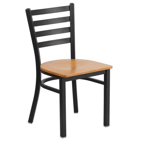 Metal Ladder Back Dining Restaurant Kitchen Chair with Wood Seat(ZG23-109)