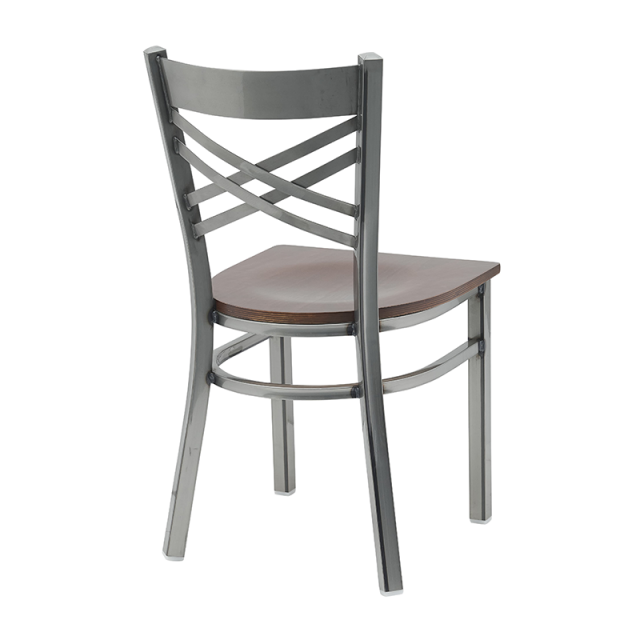 Metal "X" Back Dining Restaurant Kitchen Cafe Dining Chair with Wood Seat (ZG23-110)