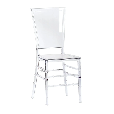 Modern Stackable Clear Acrylic Plastic PC Crystal Chiavari Square Transparent Chair for Wedding Events Party Banquet Cafe(ZG50-016)