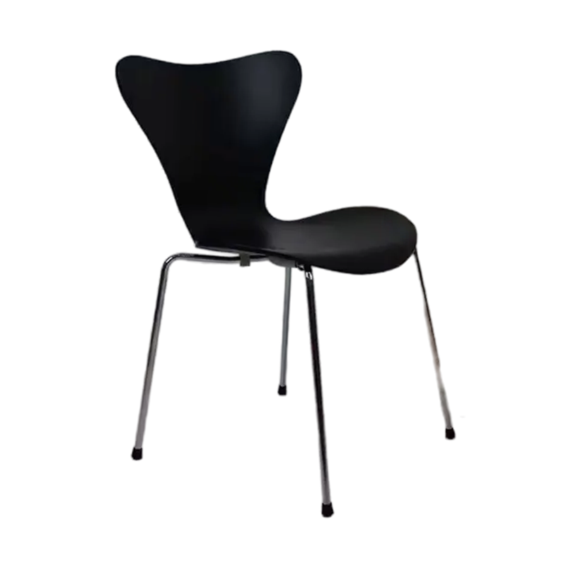 Simple Walnut Plywood and Metal Frame Dining Chair(ZG23-102)