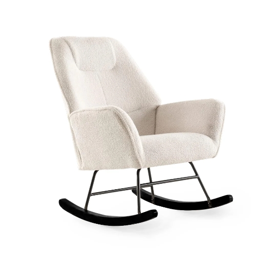 Teddy Fabric and Rocking Wood Metal Leg With Rubber Wood Accent Chairs(ZG31-009)