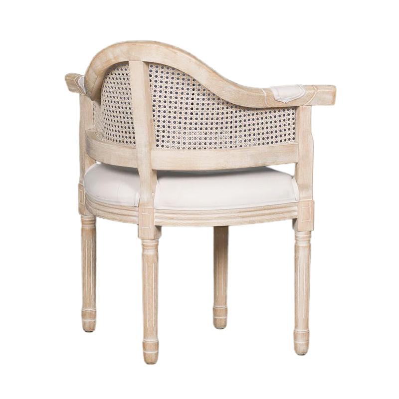 ZG Rubber Wood Rattan Spoon Back Dining Louis Chair Triangle Mesh Leisure Chair Living Room Chair for Hotels Wedding Dining Event (ZG16-095)