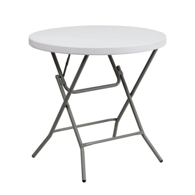 Outdoor Portable 32'' Plastic Folding Round Table Granite White Moisture Proof Finish