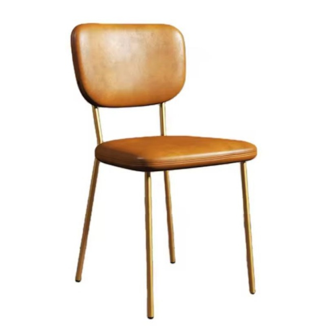 Metal Legs velvet cushioned PU leather Comfortable square back Leisure Dining Chair (ZG23-068)