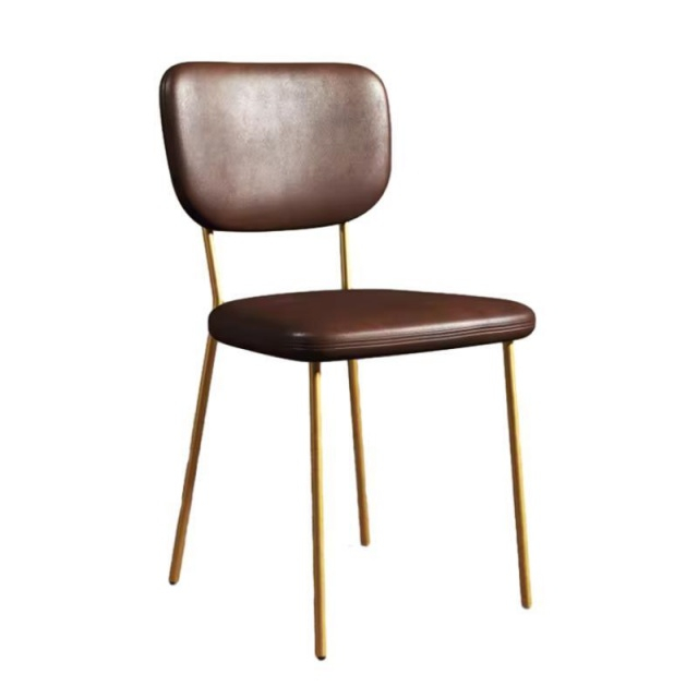 Metal Legs velvet cushioned PU leather Comfortable square back Leisure Dining Chair (ZG23-068)