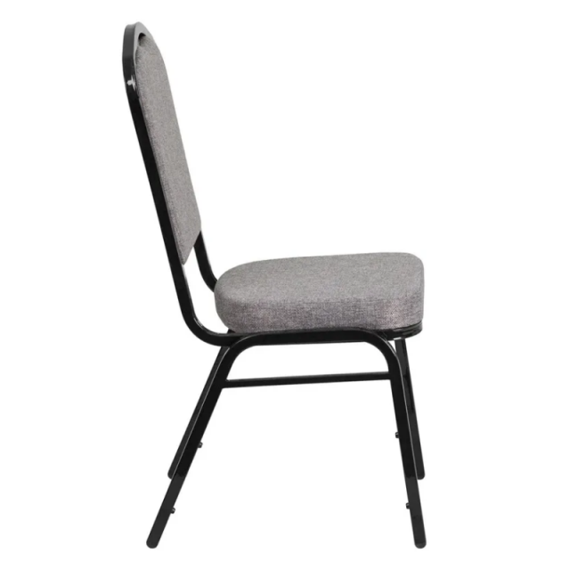 Anji Zhenguan Stackable Gray Fabric Black Frame Premium Crown Back Metal Banquet Chair(ZG10-008)