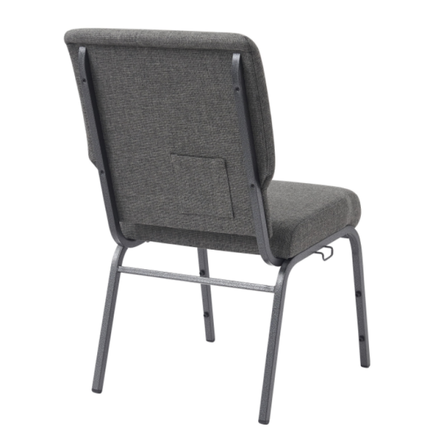 18.5 Inch Wide Light Grey Fabric Stacking Church Chair with Cut-Away Back and Cardpocket(ZG13-002)