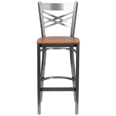 Zhenguan Restaurant Dining Plywood Cross Back Bar Stool Bar Chair with Plywood Seat (ZG21-073)