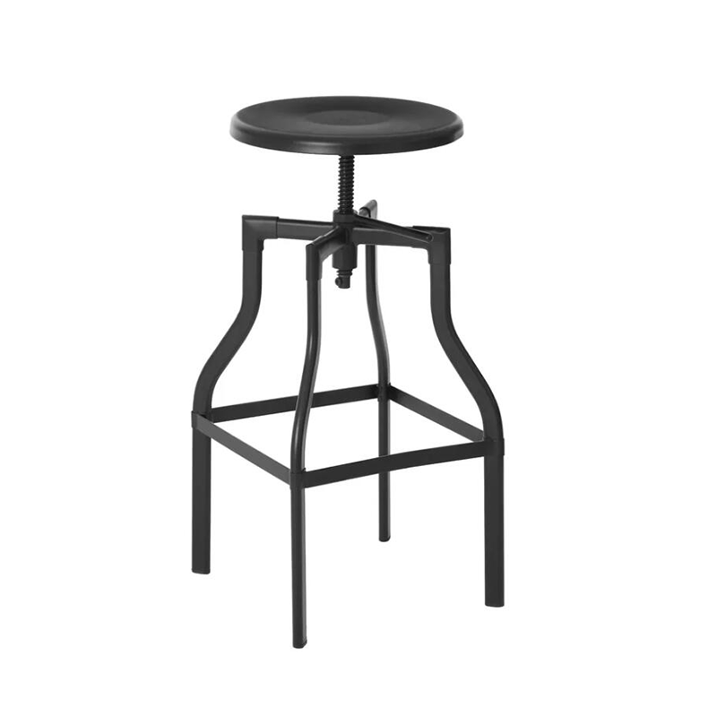 Industrial Style Counter Stools Adjustable Backless Chair with Wood Seat and Metal Base ZG18-038
