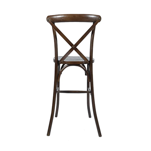 Wholesale China Antique Style Rattan Seat Wood Restaurant Cross Back Bar Chair(ZG25-003)
