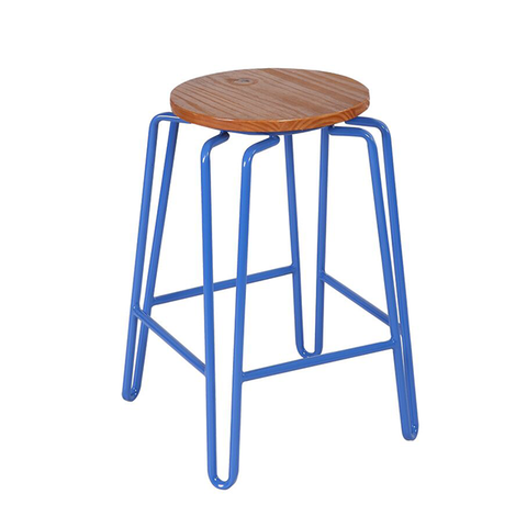 Morden Furniture Accent Steel Kitchen Stools Natural Color Wood Seat Kitchen Chair ZG21-032