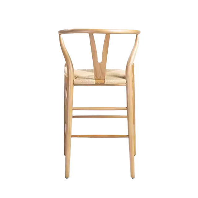 Hot Selling High Quality Modern Cafe Banquet Dining Chair Solid Wooden Stool Classic Cow Horn Bar Rattan Chair (ZG25-007)