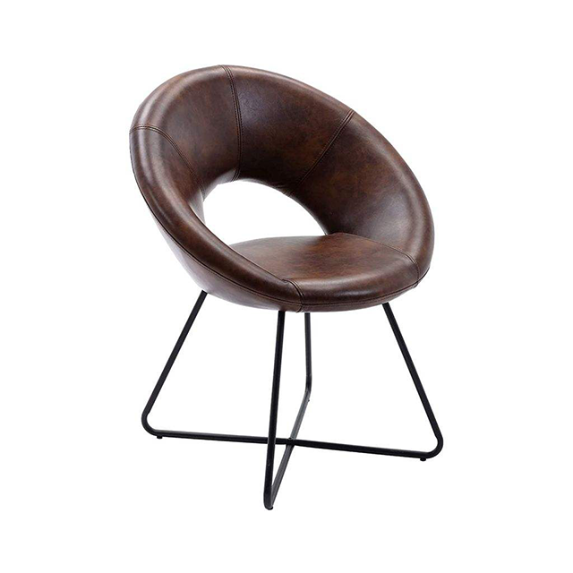 Luxury Velvet Upholstered Moon Arm Restaurant Cafe Bar Backrest Metal Leisure Chair(ZG23-036)