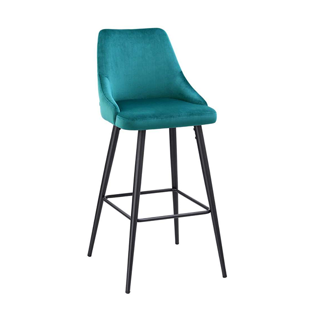 Home Furniture Modern Design Velvet Stools High Bar Counter Chair With Metal Legs(ZG21-015)