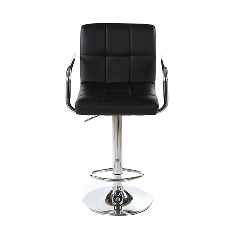 Gray PU Counter Chair 360 Swivel Gas Spring Bar Stools with Arms