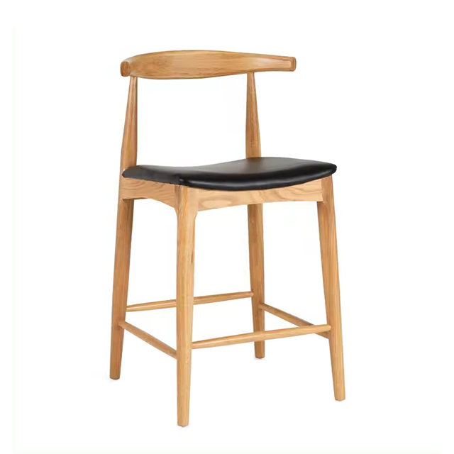 Hot Selling Modern Restaurant Wishbone Chair High Leg Chair Cow Horn Chair Wood Bar Chair (ZG25-006)