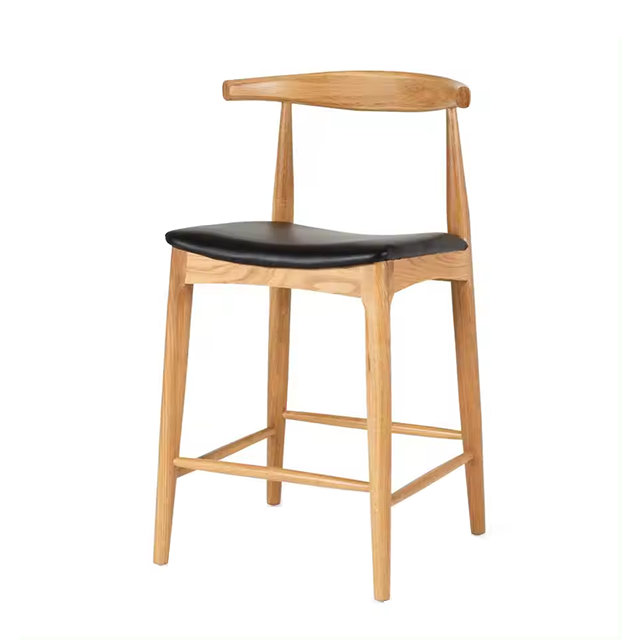 Hot Selling Modern Restaurant Wishbone Chair High Leg Chair Cow Horn Chair Wood Bar Chair (ZG25-006)