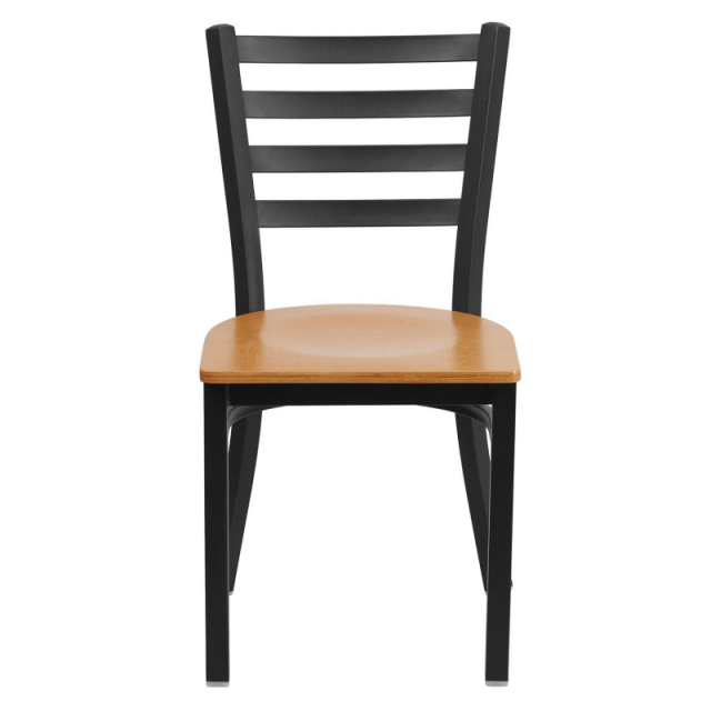 Metal Ladder Back Dining Restaurant Kitchen Chair with Wood Seat(ZG23-109)